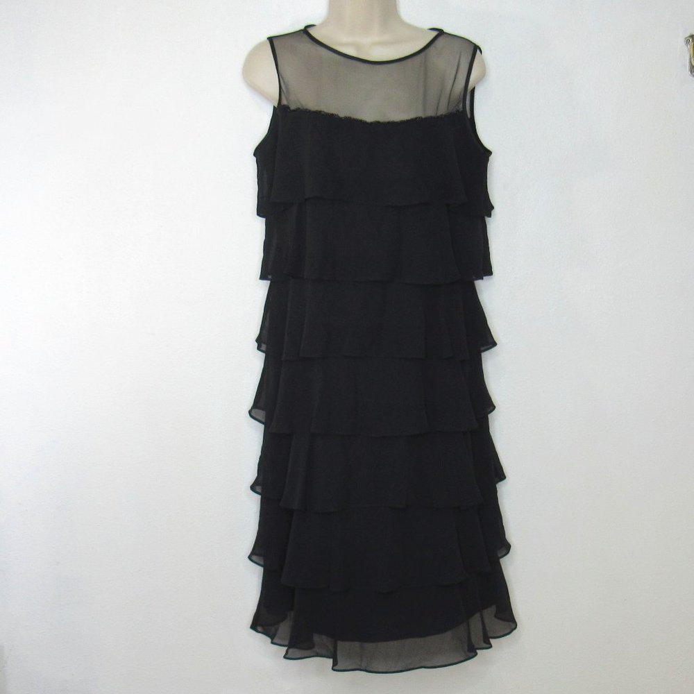 Patra Black Party Cocktail Ruffle Tiered Dress